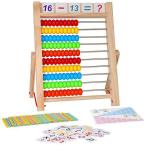 KIDWILL Preschool Learning Toy, 10-Row Wooden Frame Abacus with Multi-Color