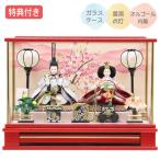 ◆特典付×37%OFF【展示現品】雛人形 衣裳着人形 ガラス ケース飾り 親王飾り 二人飾り 二段飾り 雪洞点灯 赤 レッド 桃の節句 ひな祭り 映え 【141S24】
