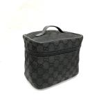  б/у GUCCI Gucci косметичка cosme сумка GG парусина 039.0951 чёрная кожа рука сумка Италия производства RLV2326M