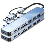 2個セット USBハブ 8in1 USB-C 3.5mmオーディオ SD microSD USB-A カードリーダー 変換アダプタ USB3.0対応 8IN1HUBSV