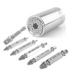 ユニバーサルソケット ねじ切りビット 万能ソケット 7点セット ドリルアダプター付き レンチ なめたネジはずし 電動ドリル 修理用 工具 SISIYUNIN