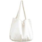 [EMSO] トートバッグ 帆布 キャンバス シンプル 無地 男女兼用 大容量 エコバッグ マザーズバッグ (ホワイト)