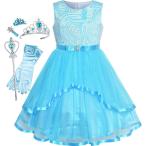 子供ドレス フラワードレス プリンセス 子供用 ドレス ブルー クラウン ヘア クリップ アップ 105cm