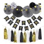 誕生日飾り付け　装飾セット　おしゃれ　かわいい　SNS映え　バースデーガーランド　男の子　女の子　黒   millorcolista