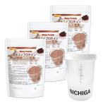 ＜シェイカー セット＞ ホエイプロテインＷ80 ココア風味 1ｋｇ×3袋 11種類のビタミン配合 [02] NICHIGA(ニチガ)