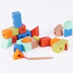 クラシックワールド　ブロック ビーズ 　知育玩具 紐通し 木製 幼児 木のおもちゃ 出産祝い 子供