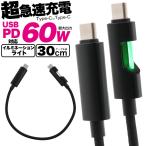 Type-C toType-C кабель 30cm освещение имеется JAN/4573626262139 ctoc60w-30