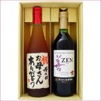 名入れ 梅酒 ワイン ギフトセット 720ｍｌ×2本 名前入り 新潟清酒仕込梅酒 岩の原ワイン 善 赤　送料無料