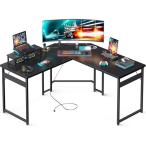 AODK l字デスク パソコンデスク L字型 ゲーミングデスク デスク 机 幅128*128 コンセント付き pcデスク モニター台付き オフィスデスク 組立簡単 勉強机 在宅勤