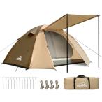 wolfyok outdoors テント 1人用2人用3人用4人用 キャンプテント 自立式 簡易テント ドームテント 耐水圧4000mm 広い前室 大空間 ソロキャンプ ファミリー 4シー