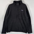 古着 パタゴニア patagonia ハーフジップフリースジャケット ベターセーター ワンポイントロゴ刺繍 胸ジップポケット M ブラック メンズ