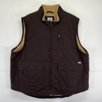 古着 リー Lee ベスト 大きいサイズ ダック地 裏地ボア フルジップ ワンポイントロゴ ハウスタグ 胸ポケット 2XL  ブラウン メンズ