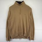ショッピングトミーヒルフィガー 古着 トミーヒルフィガー TOMMY HILFIGER ニット 大きいサイズ ハーフジップ プルオーバー ワンポイントロゴ 2XL  ベージュ系 メンズ
