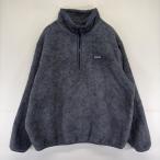  б/у одежда Patagonia patagonia футболка половина Zip тянуть over one отметка Logo боа большой размер флис 2XL серый мужской 