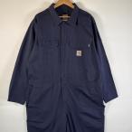  б/у одежда Carhartt Carhartt длинный рукав комбинезон все в одном Work рабочая одежда one отметка Logo вышивка боковой карман 48 short темно-синий мужской 