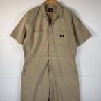  б/у одежда Dickies Dickies короткий рукав комбинезон все в одном Work рабочая одежда one отметка Logo . карман оттенок бежевого мужской 