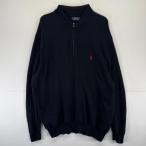  б/у одежда Polo * Ralph Lauren POLO RALPH LAUREN футболка one отметка Logo большой размер вязаный половина Zip черный мужской 