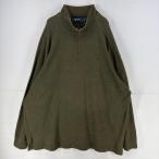  б/у одежда Polo bai Ralph Lauren Polo by Ralph Lauren футболка половина Zip тянуть over вышивка вязаный 4XLT оттенок зеленого мужской 