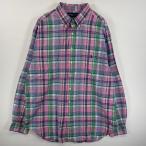 古着 ラルフローレン RALPH LAUREN 長袖シャツ マルチカラー ボタンダウンシャツ 大きいサイズ ワンポイント 2XLT TALL ピンク系 チェック