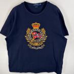 古着 ポロ・ラルフローレン POLO RALPH LAUREN 半袖Tシャツ 大判ラバープリント CLASSIC FIT クルーネック L ネイビー系 無地 メンズ