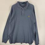 古着 90's/90年代 ポロバイラルフローレン Polo by Ralph Lauren 長袖 ポロシャツ ワンポインロゴ 刺繍 2ボタン 大きいサイズ XL ブルー系