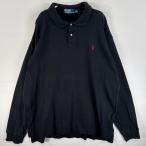 古着 90's/90年代 ポロバイラルフローレン Polo by Ralph Lauren 長袖 ポロシャツ ワンポイント ロゴ 刺繍 大きいサイズ XXL ブラック