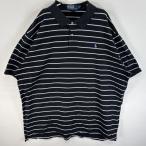 古着 90's/90年代 ポロバイラルフローレン Polo by Ralph Lauren 半袖 ポロシャツ ワンポイント ロゴ 刺繍 XXL ブラック ボーダー