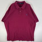 古着 ポロ・ラルフローレン POLO RALPH LAUREN 鹿の子 半袖 ポロシャツ ワンポイント ロゴ 刺繍 大きいサイズ 2ボタン XXL パープル