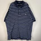 古着 90's/90年代 ポロバイラルフローレン Polo by Ralph Lauren 鹿の子 半袖 ポロシャツ ロゴ 刺繍 ボーダー 2XB ネイビー マルチカラー