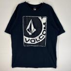古着 ボルコム VOLCOM 半袖Tシャツ 大判 ラバープリント ロゴ クルーネック L  ネイビー メンズ
