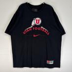 古着 ナイキ NIKE 半袖Tシャツ 両面 ラバープリント カレッジ ユタ大学 アメフト 肉厚 L  ブラック メンズ