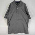 古着 ポロ・ラルフローレン POLO RALPH LAUREN 半袖 ポロシャツ ロゴ 刺繍 3ボタン M  グレー 無地 メンズ