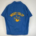 ショッピング古着 古着 70's/70年代 ヴィンテージ ヒルトン HILTON 半袖シャツ USA製 ボーリング 刺繍 M  ブルー バックプリント メンズ