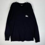 ショッピングstussy 古着 ステューシー STUSSY 長袖Tシャツ ストリート ロゴ クルーネック M  ブラック 両面プリント メンズ