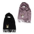 猫柄刺繍ストールねこ柄秋冬マフラー...