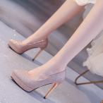 パンプス キャバ 痛くない 厚底 ハイヒール ピンヒール 結婚式 通勤 グリッター ポインテッドトゥ ヒール12センチ 美脚 フォーマル オフィス 大きいサイズ