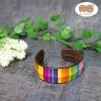 Yahoo! Yahoo!ショッピング(ヤフー ショッピング)バングル ブレスレット レディース メンズ 革 レザー （カラフルス トライプ） ユニセックス サイズ調整可能 エスニック アジアン