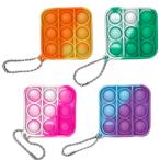 キッズ おもちゃ プッシュポップキーホルダー ミニ バブル  四角ミックス  pu-sq-4set SQUARE MIX 4個セット