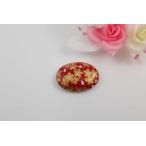 有田焼帯留赤金桜楕円型