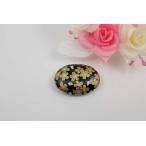 有田焼帯留黒金桜楕円型