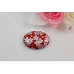 有田焼帯留赤銀桜楕円型