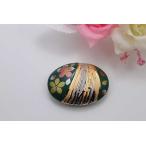 有田焼帯留流星緑桜吹雪楕円型