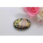 有田焼帯留流星緑金桜楕円型