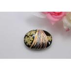 有田焼帯留流星黒金桜楕円型