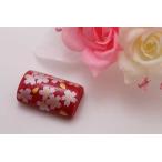 有田焼帯留赤銀桜筒型