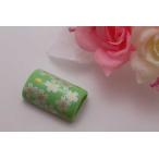 有田焼帯留グリーン銀桜筒型