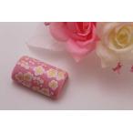 有田焼帯留ピンク銀梅筒型