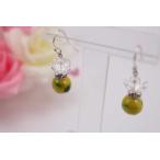 有田焼と天然石のコラボALVOピアス＆イヤリング有田焼黄グリーン+水晶