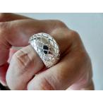 仁尾彫金『パイソン甲丸リング、燻