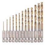 NUZAMAS 1/4 " шестиугольник автомобиль nkHSS дрель bit,13 листов. titanium покрытие дрель bit,1.5mm-6.5mm, для деревообработки высокая скорость steel Quick chi